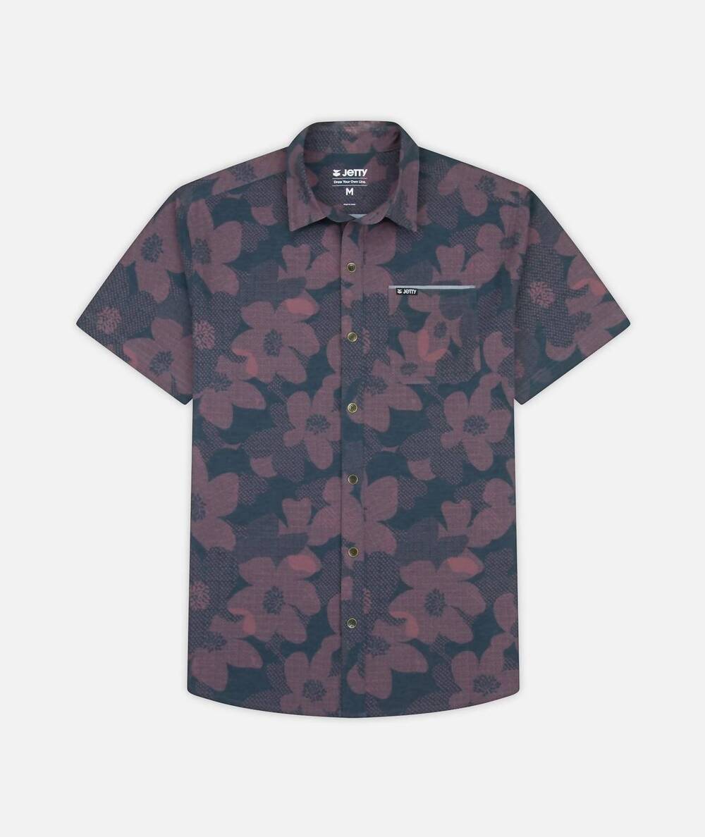 NEW JETTY men's garwood woven short sleeve shirt in mauve